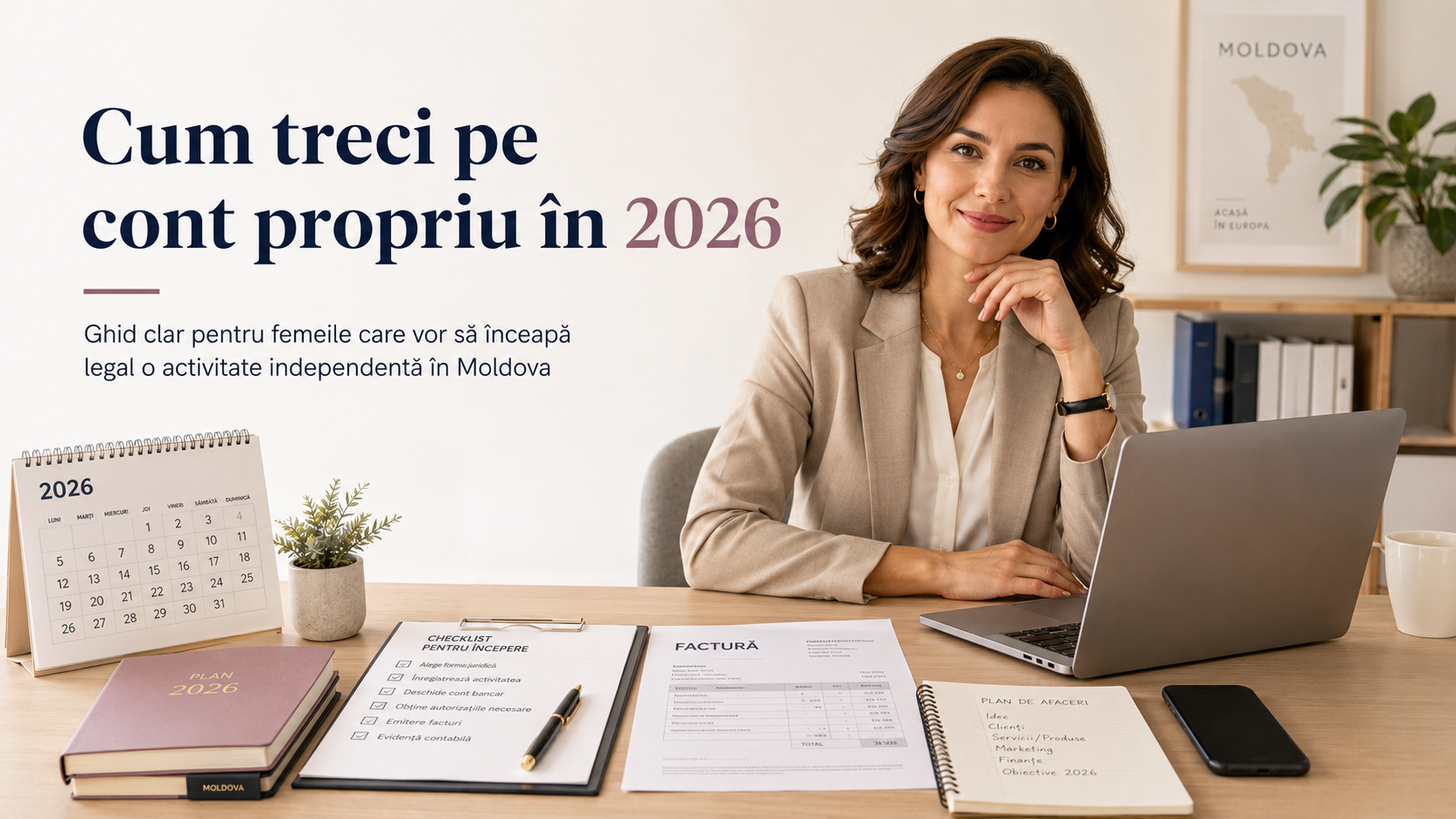 Cum treci pe cont propriu în 2026: ghid clar pentru femeile care vor să înceapă legal o activitate independentă în Moldova